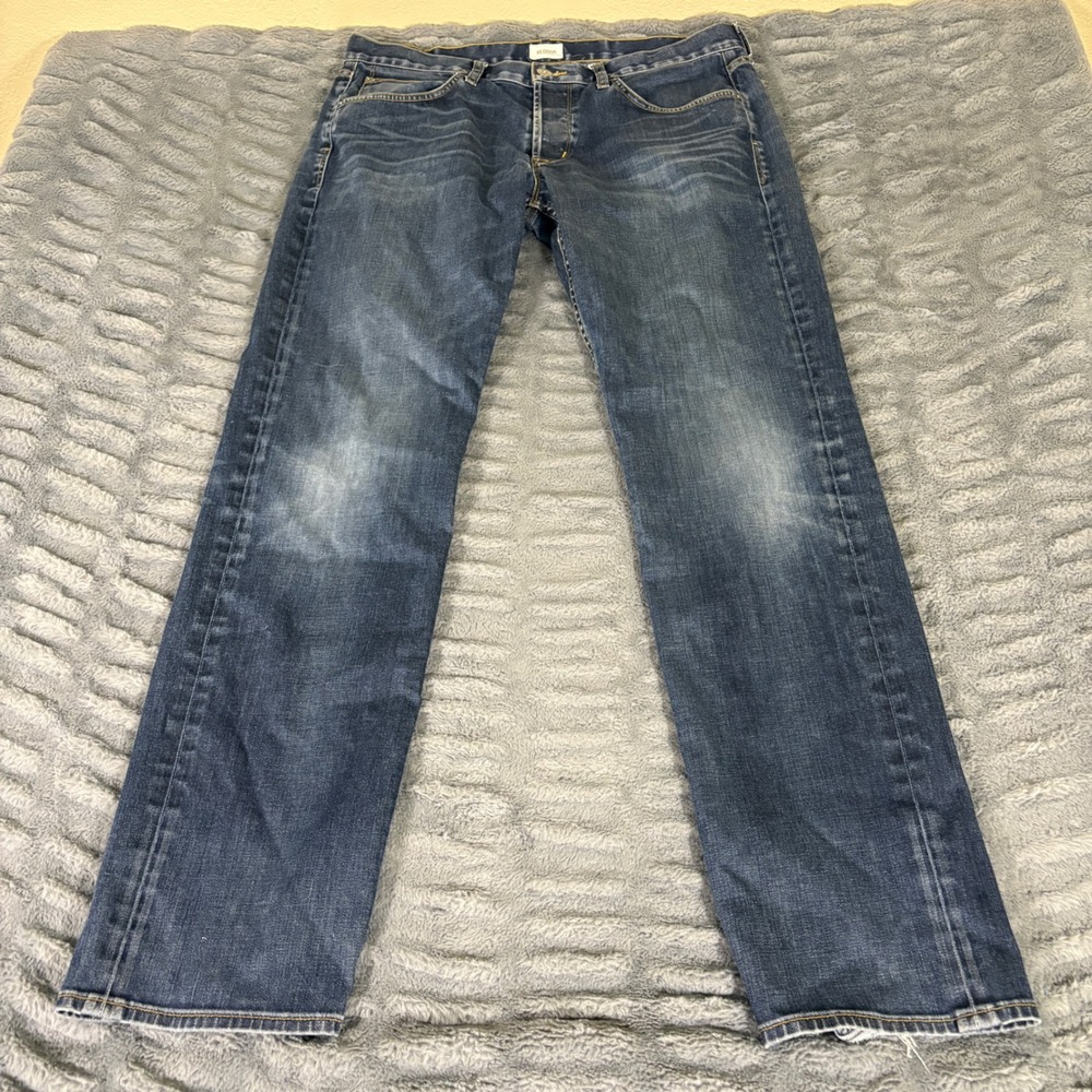 Hudson Mens Straight Leg Jeans Size 36 Blue Medium Wash Button Fly Distressed